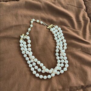 Elegant Triple-Strand Faux Pearl Necklace